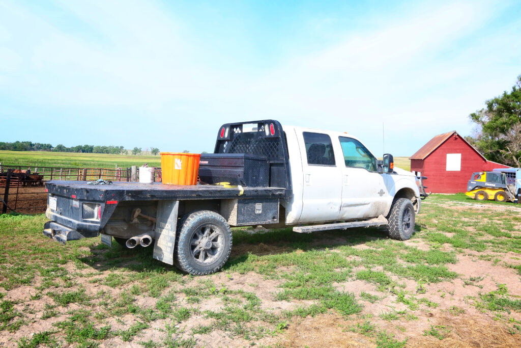 Ford F250 with flatbed trailer